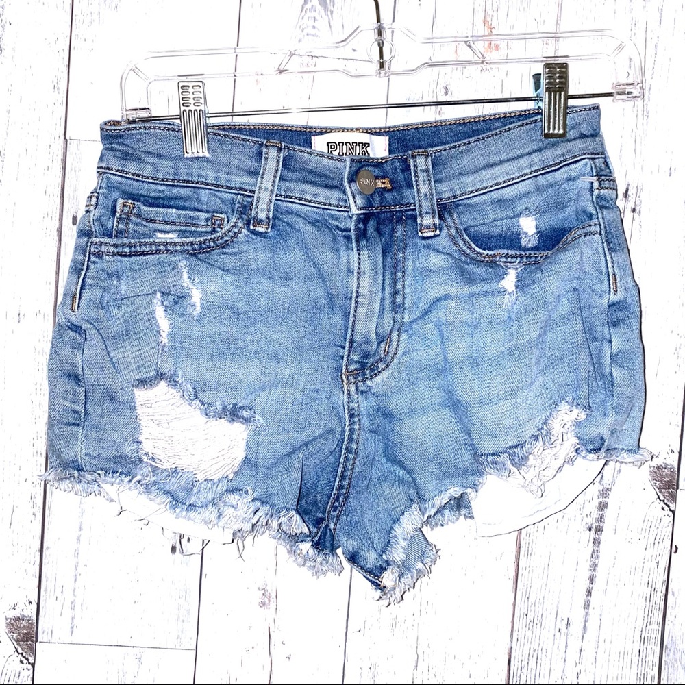 VS PINK jean shorts distressed 26 / 2 cut offs